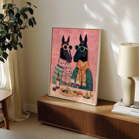 Horses Wine Party Wall Art Print, Quirky Animal Poster, Retro Dining Room Kitchen Decor