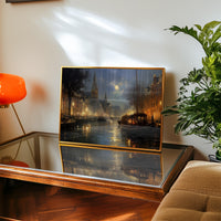 Amsterdam Wall art Painting, Painterly Style Print, Large Size Canvas Travel Gift Home Decor
