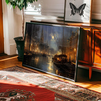 Amsterdam Wall art Painting, Painterly Style Print, Large Size Canvas Travel Gift Home Decor