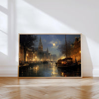 Amsterdam Wall art Painting, Painterly Style Print, Large Size Canvas Travel Gift Home Decor