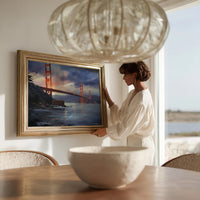 Golden Gate Bridge Sunset Painting, San Francisco Travel Art