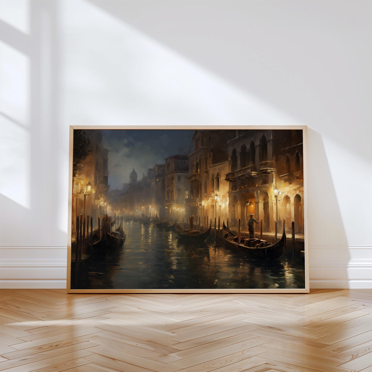 Venice Night Painting, Italy Travel Art Print, Romantic Home Decor