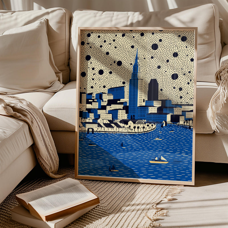 Cleveland Ohio Wall Art Print, Pop Art Modern Poster Japanese Travel Gift Canvas