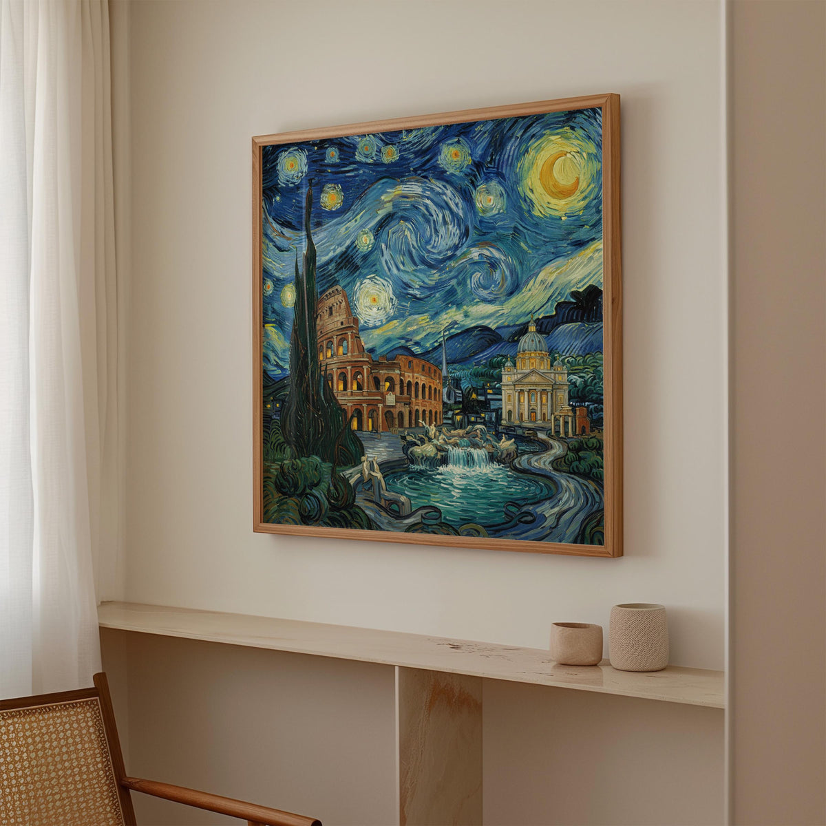 Custom City Starry Night Wall Art, Any Location Van Gogh Print, Travel Home Decor