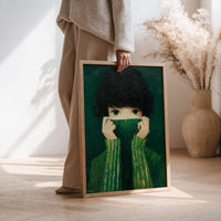 Emerald Green Woman Wall Art Print: Abstract Minimalist Japandi Home Decor
