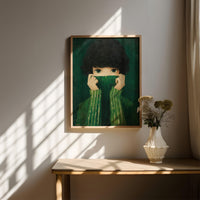 Emerald Green Woman Wall Art Print: Abstract Minimalist Japandi Home Decor