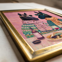 Horses Wine Party Wall Art Print, Quirky Animal Poster, Retro Dining Room Kitchen Decor