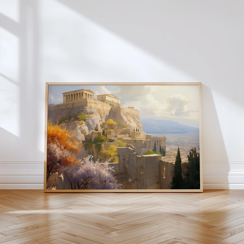 Athens Wall art Painting, Painterly Style Print, Large Size Canvas Travel Gift Home Decor
