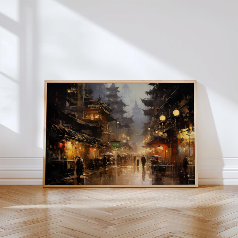 Tokyo Wall art Painting, Japanese Painterly Print, Large Size Japan Travel Gift Home Decor