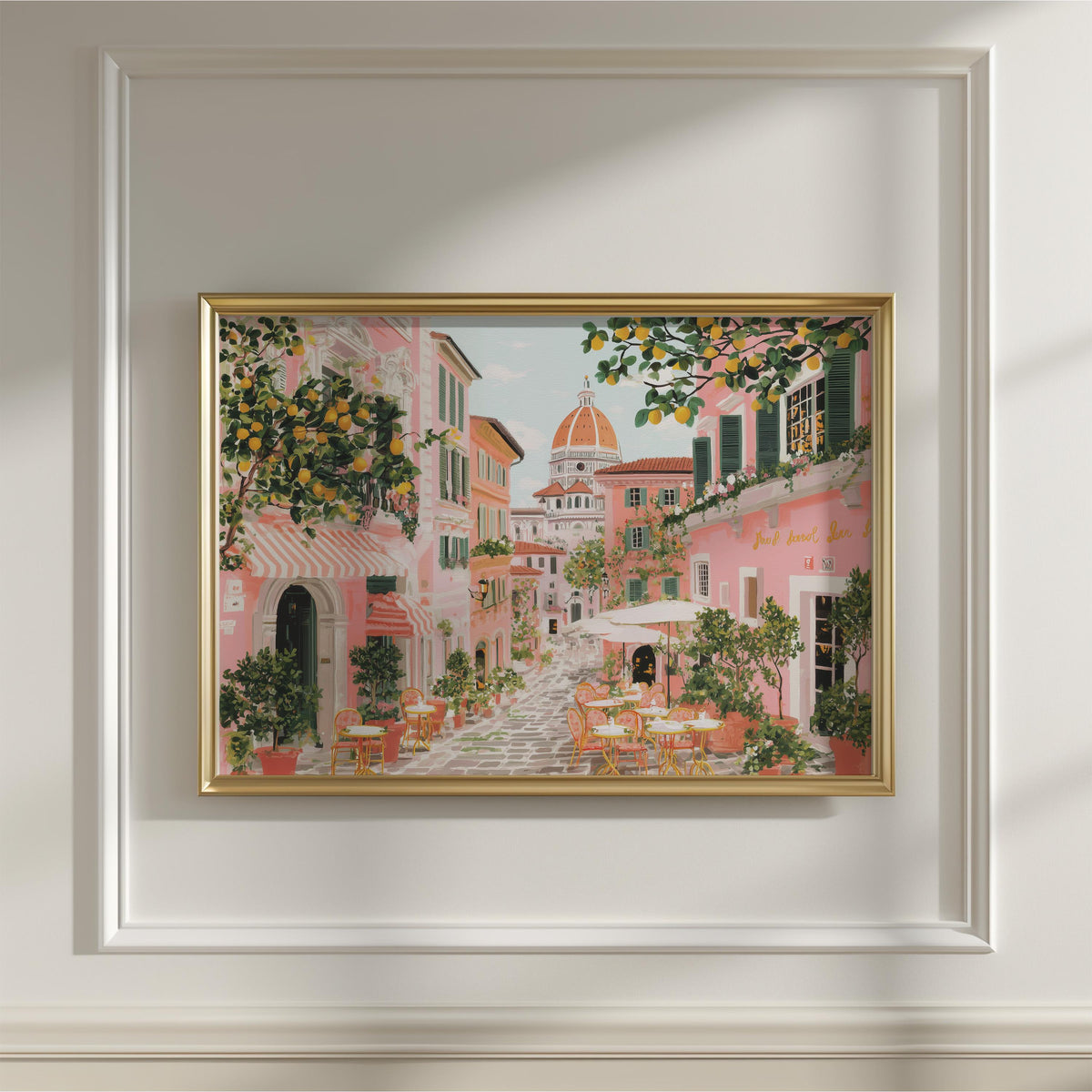 Florence Spring Wall Art, Cherry Blossom Floral Italy Travel Gift Decor Large Print Painting