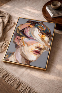 Abstract Face Portrait Wall Art, Oil Painting Print, Minimal Scandinavian Home Decor Modern Canvas