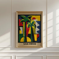 San Diego Abstract Cubist Wall Art, Modern Colorful Travel Decor Gift, Architecture City Print