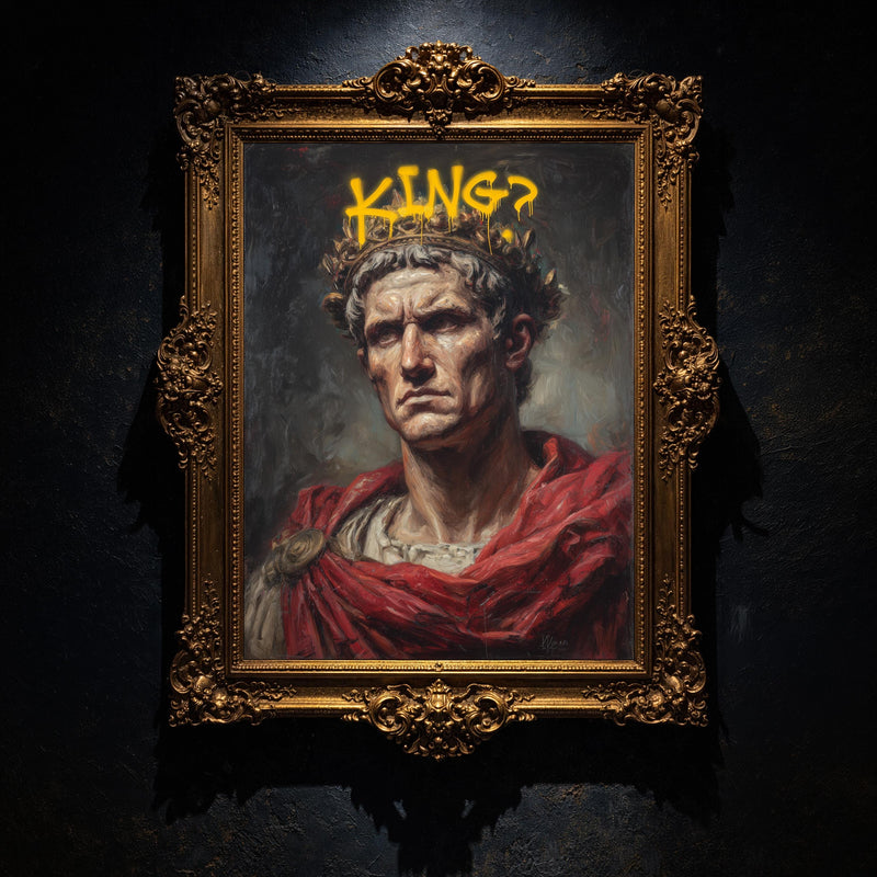 Julius Caesar Modern Wall art, Roman Classical Oil Painting Graffiti Pop Art Print, Historic Portrait