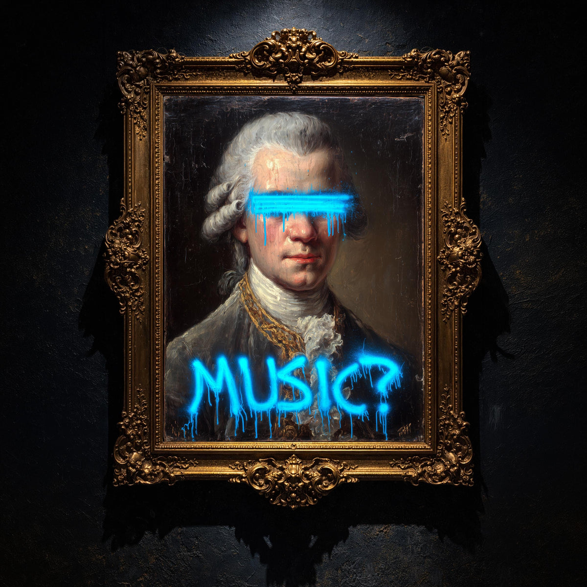 Mozart Modern Wall art, Classical Oil Painting Graffiti Pop Art Print, Historic Portrait