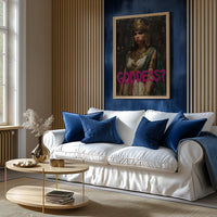 Cleopatra Goddess Modern Wall art, Classical Oil Painting Graffiti Pop Art Print, Historic Portrait