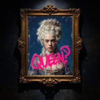 Queen Marie Antoinette Modern Wall art, Oil Painting Graffiti Pop Art Print, Historic Portrait