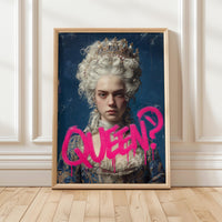 Queen Marie Antoinette Modern Wall art, Oil Painting Graffiti Pop Art Print, Historic Portrait