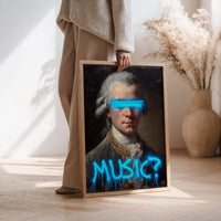 Mozart Modern Wall art, Classical Oil Painting Graffiti Pop Art Print, Historic Portrait
