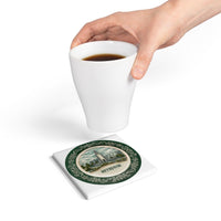 Reykjavik Green Ceramic Coaster, Scandinavian Iceland Delft style Travel Gift, Hallgrimskirkja Vintage Home Decor