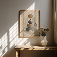 Zen Balance Stones Wall Art, Scandinavian Wabi Sabi Minimalist Print Decor, Japandi Neutral Meditation