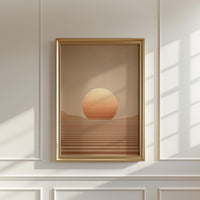 Minimalist Desert Sunset Wall Art, Scandinavian Abstract Landscape Print, Japandi Neutral Decor