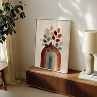Boho Rainbow Arch Wall Art, Scandinavian Terracotta Botanical Leaf Print, Japandi Decor