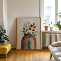 Boho Rainbow Arch Wall Art, Scandinavian Terracotta Botanical Leaf Print, Japandi Decor