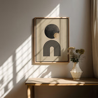 Minimalist Geometric Wall Art, Neutral Scandinavian Print Black Beige Japandi Decor