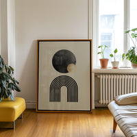 Minimalist Geometric Wall Art, Neutral Scandinavian Print Black Beige Japandi Decor