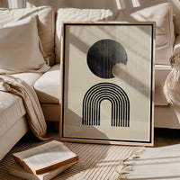 Minimalist Geometric Wall Art, Neutral Scandinavian Print Black Beige Japandi Decor