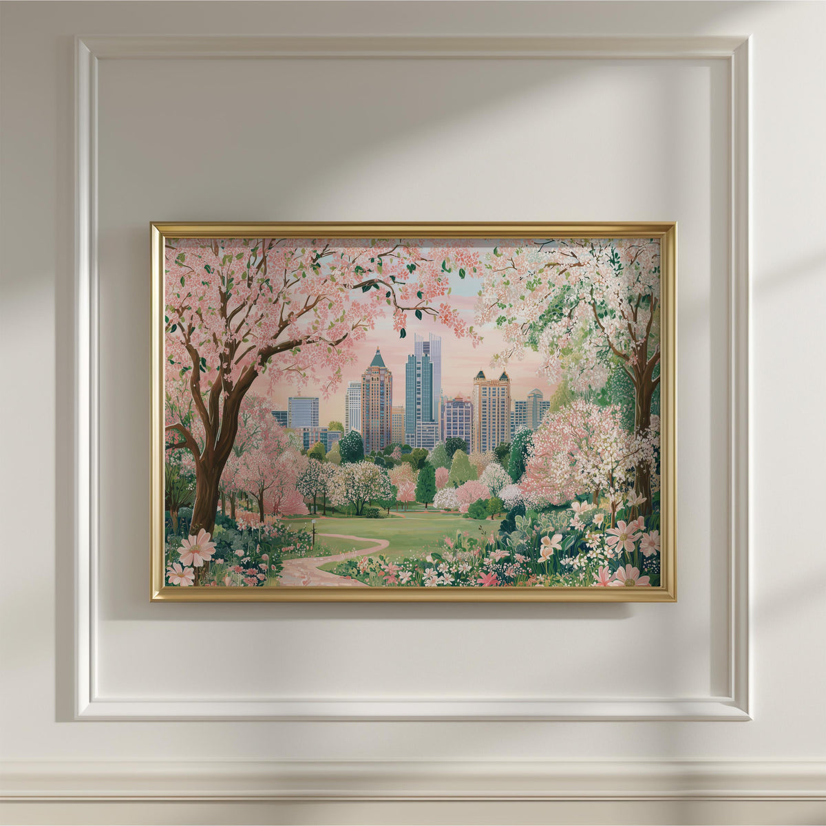 Atlanta Spring Wall Art, Cherry Blossom Floral Georgia Travel Gift Decor Large Print