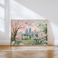 Atlanta Spring Wall Art, Cherry Blossom Floral Georgia Travel Gift Decor Large Print