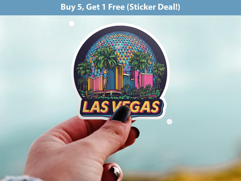 Las Vegas Sphere Sticker, Vintage kindle Scrapbook Decal, Kiss-Cut Vinyl Waterproof, Travel Collection
