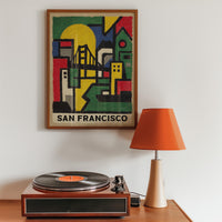 San Francisco Abstract Cubist Wall Art, Modern Colorful Travel Decor Gift, Architecture City Print