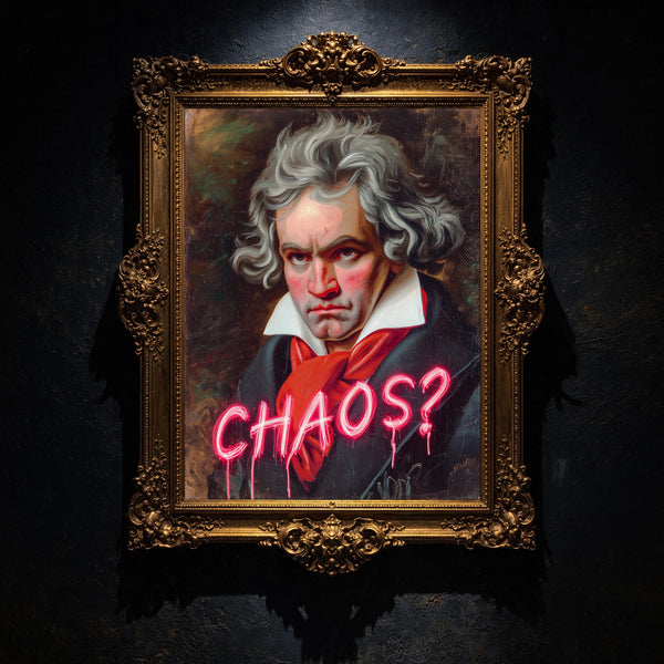 Beethoven Modern Wall art, Classical Oil Painting Graffiti Pop Art Print, Historic Portrait