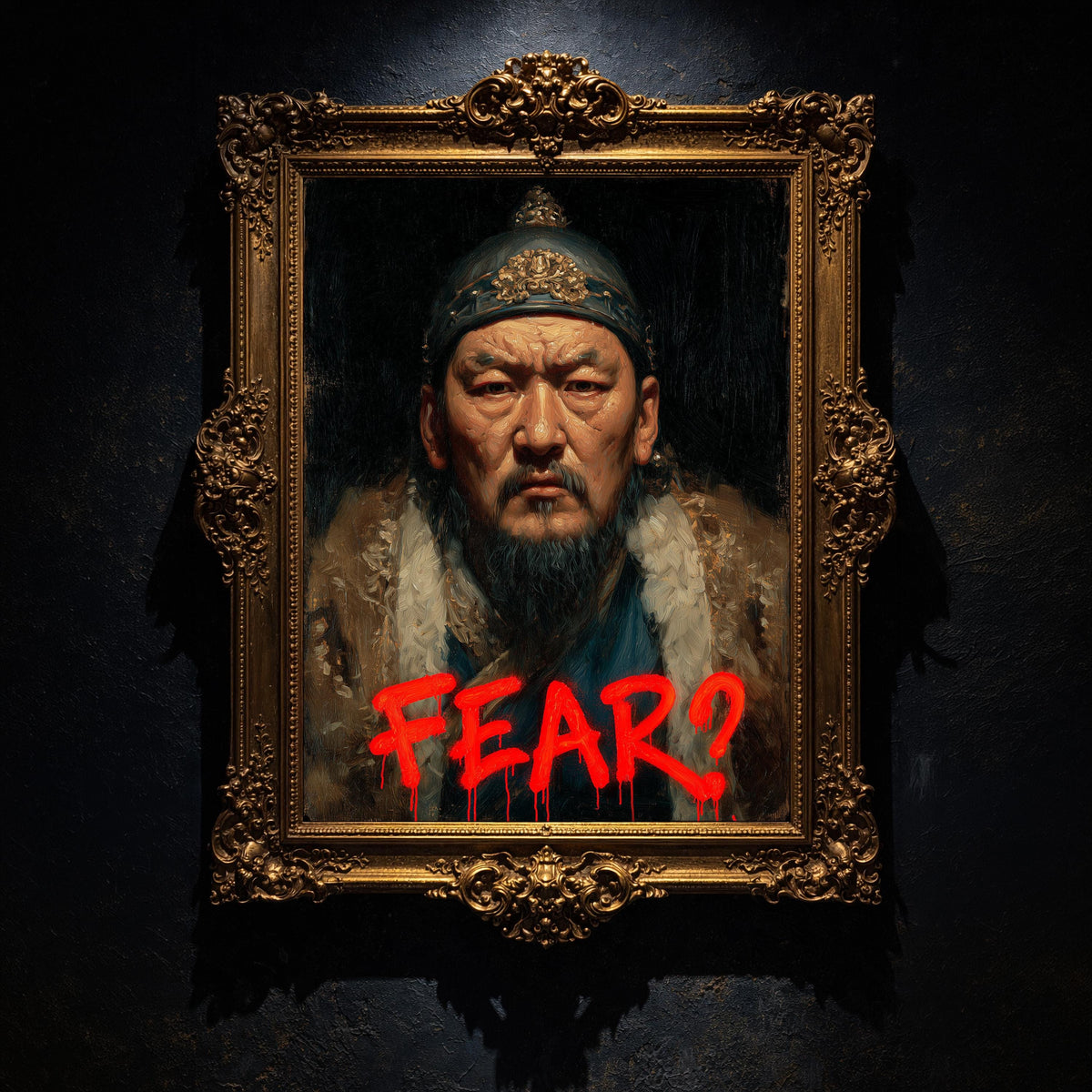 Genghis Khan Modern Wall art, Classical Oil Painting Graffiti Pop Art Print, Historic Portrait