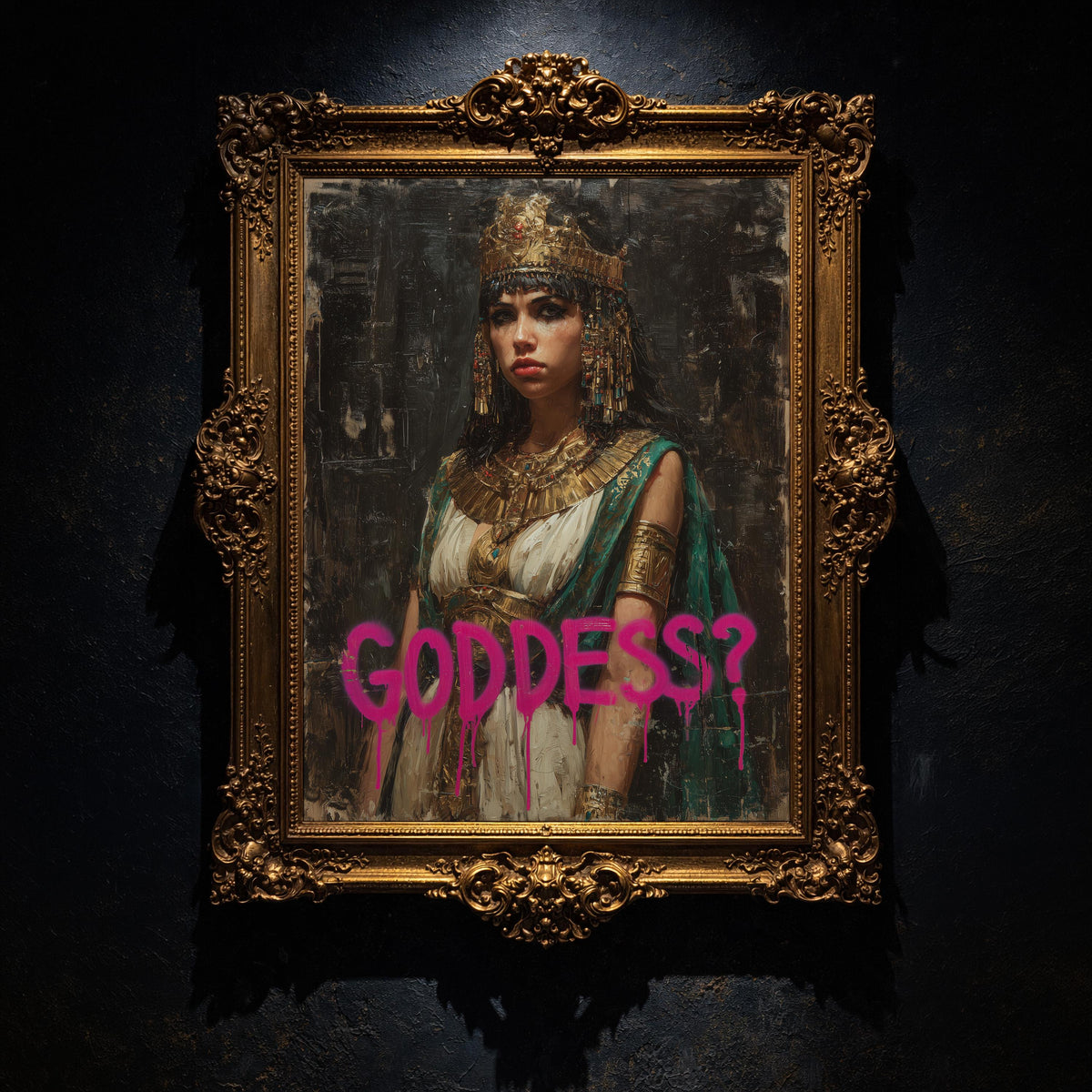 Cleopatra Goddess Modern Wall art, Classical Oil Painting Graffiti Pop Art Print, Historic Portrait