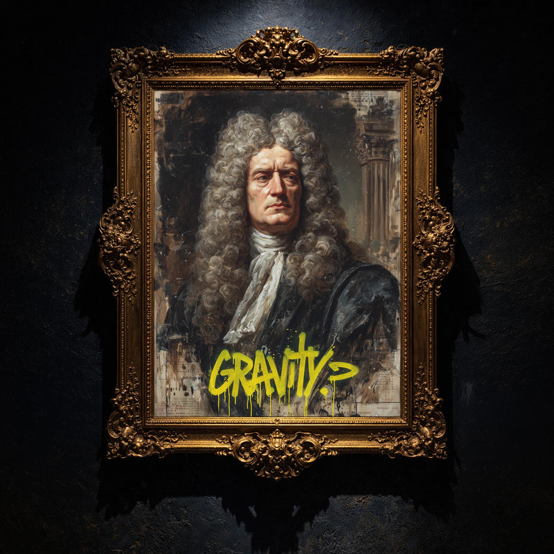 Newton Portrait Modern Wall art, Classical Oil Painting Graffiti Pop Art Print, Gravity Historic