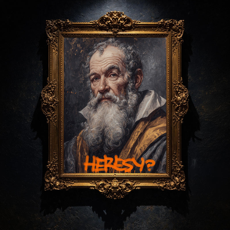 Galilei Modern Wall art, Classical Oil Painting Graffiti Pop Art Print, Heresy Historic Portrait