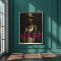 Cleopatra Goddess Modern Wall art, Classical Oil Painting Graffiti Pop Art Print, Historic Portrait