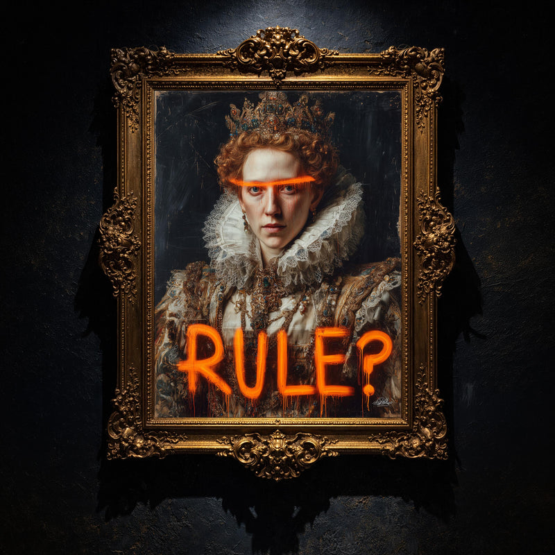 Queen Rule Modern Wall art, Classical Oil Painting Graffiti Pop Art Print, Historic Portrait