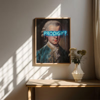 Mozart Portrait Modern Wall art, Classical Oil Painting Graffiti Pop Art Print, Historic