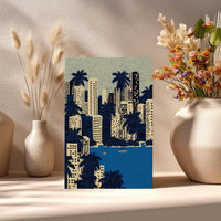 Miami Florida Greeting Card, Scandinavian Style Minimal Travel Illustration Blank Card Art Gift
