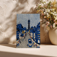Osaka Japan Greeting Card, Scandinavian Style Minimal Travel Illustration Blank Card Art Gift