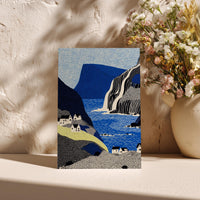 Faroe Islands Greeting Card, Scandinavian Style Minimal Travel Illustration Blank Card Art Gift