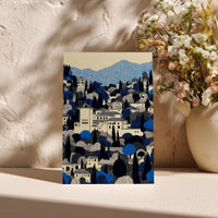 Alhambra Spain Greeting Card, Scandinavian Style Minimal Travel Illustration Blank Card Art Gift