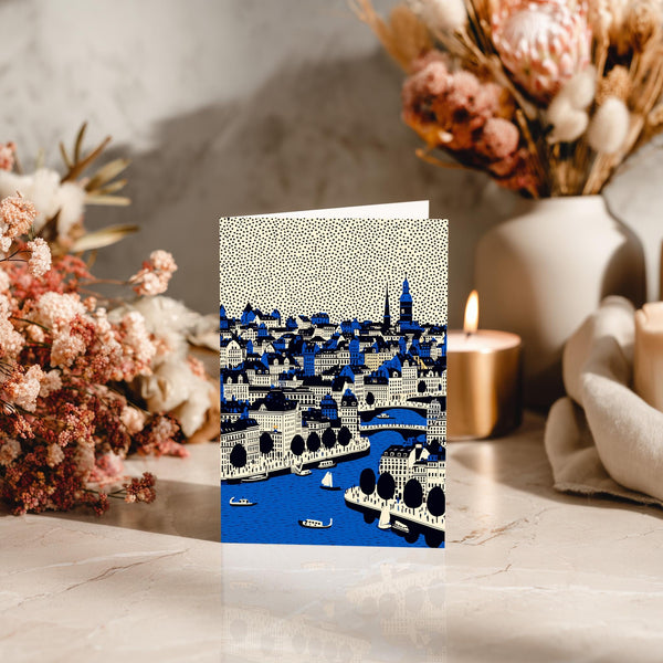 Copenhagen Denmark Greeting Card, Scandinavian Style Minimal Travel Illustration Blank Card Art Gift