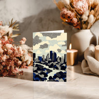 Houston Texas Greeting Card, Scandinavian Style Minimal Travel Illustration Blank Card Art Gift