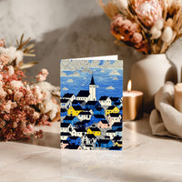 Nuuk Greenland Greeting Card, Scandinavian Style Minimal Travel Illustration Blank Card Art Gift