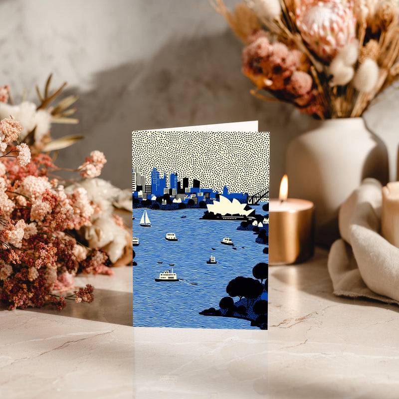 Sydney Australia Greeting Card, Scandinavian Style Minimal Travel Illustration Blank Card Art Gift